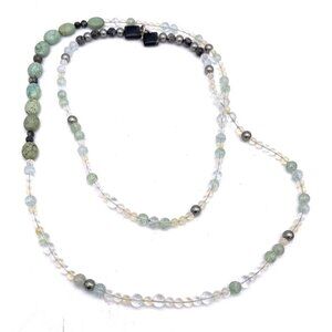 Multi Gemstone Ball Beaded Toggle Necklace 52 Inch